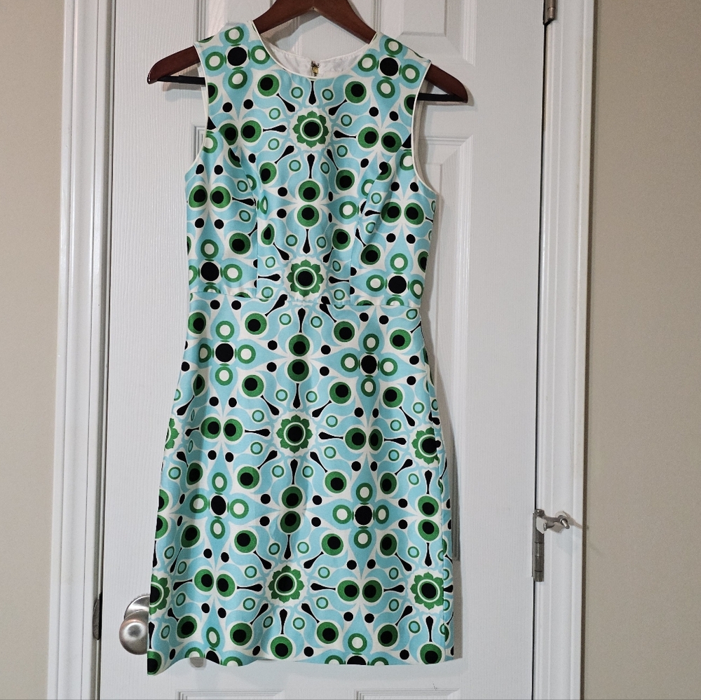 Kate Spade Solar Miriam Sheath Dress Silk Blend Blue Green Size 0 Spring Summer